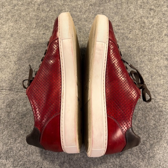 Magnanni Shoes Mens Size 11 Red Leather Perforated Low Top Casual Sneakers 21572 - Picture 8 of 15